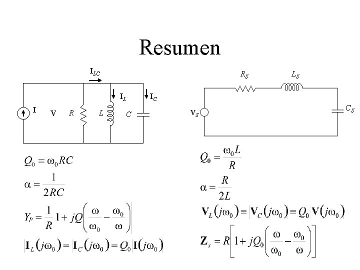 Resumen ILC RS IL I V R L C LS IC VS CS 