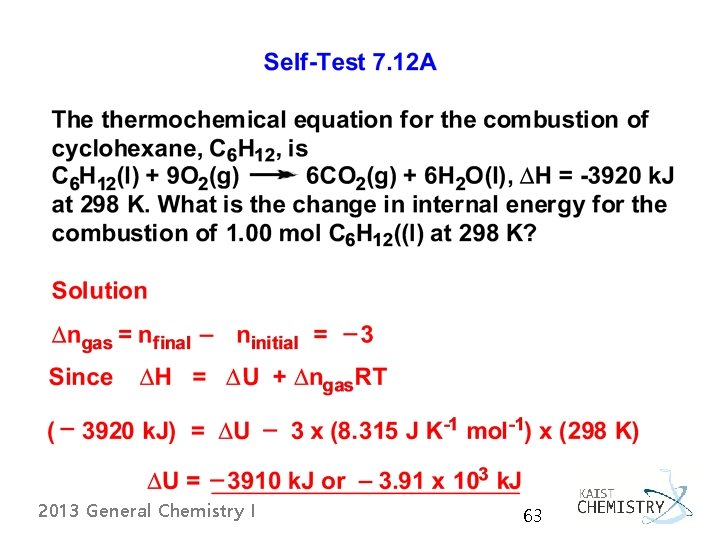 2013 General Chemistry I 63 