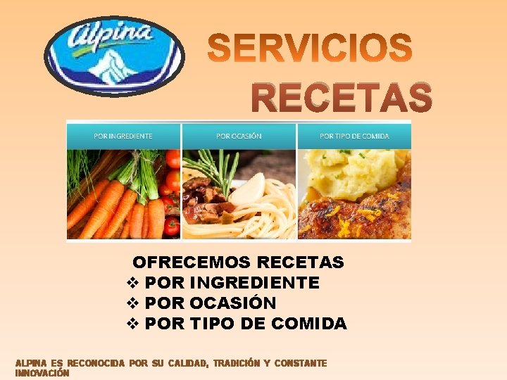 RECETAS OFRECEMOS RECETAS v POR INGREDIENTE v POR OCASIÓN v POR TIPO DE COMIDA