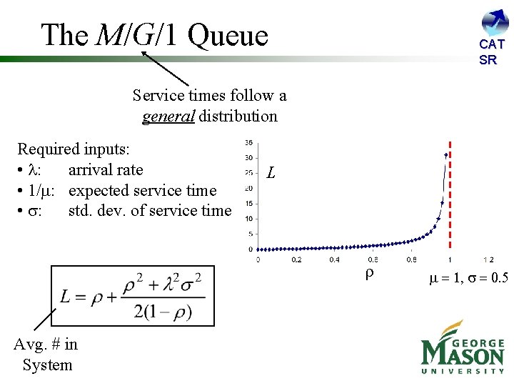 The M/G/1 Queue CAT SR Service times follow a general distribution Required inputs: •