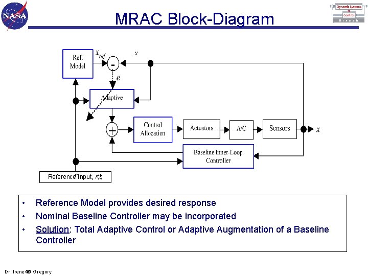 MRAC Block-Diagram x Reference Input, r(t) • • • Reference Model provides desired response