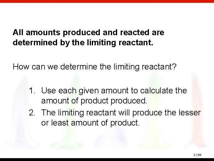 All amounts produced and reacted are determined by the limiting reactant. How can we