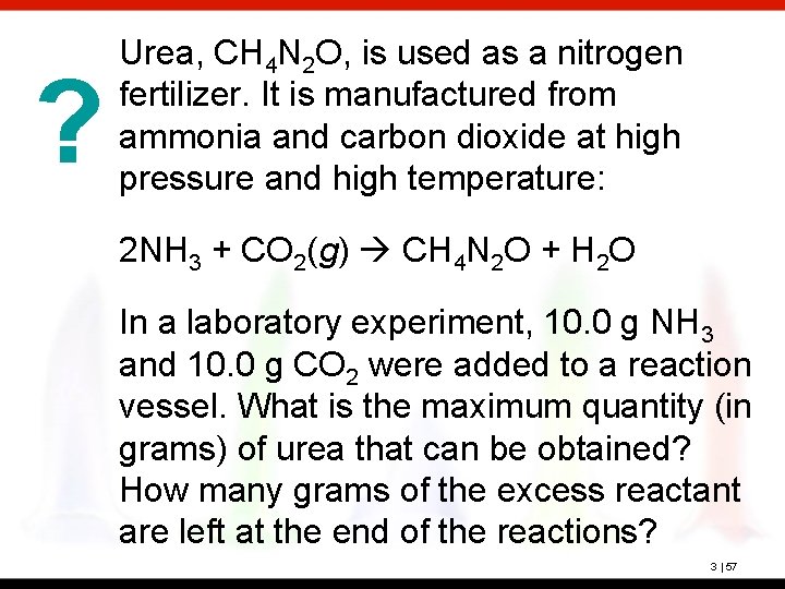 ? Urea, CH 4 N 2 O, is used as a nitrogen fertilizer. It