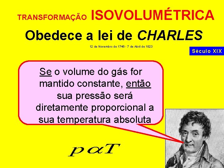 ISOVOLUMÉTRICA Obedece a lei de CHARLES TRANSFORMAÇÃO 12 de Novembro de 1746 - 7