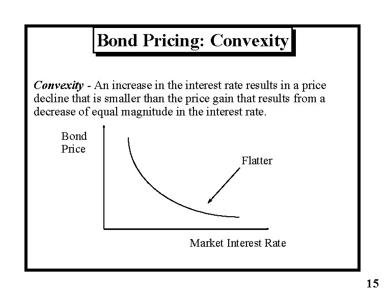 Bond Pricing: Convexity - An increase in the interest rate results in a price