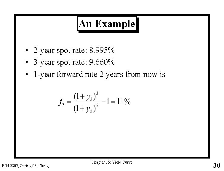 An Example • 2 -year spot rate: 8. 995% • 3 -year spot rate: