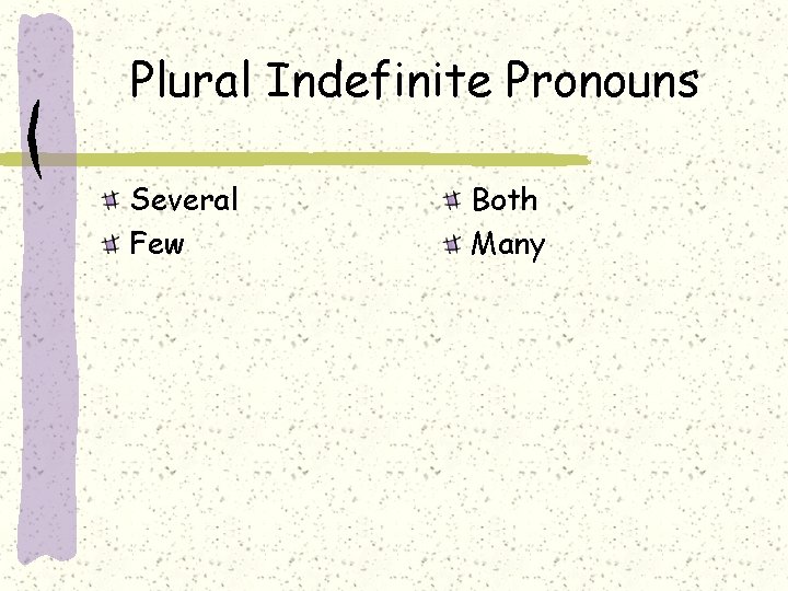Plural Indefinite Pronouns Several Few Both Many 