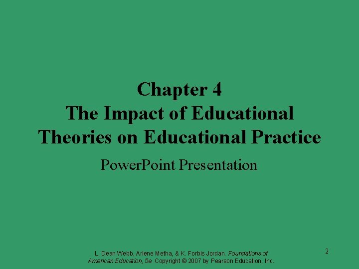 Chapter 4 The Impact of Educational Theories on Educational Practice Power. Point Presentation L. Chapter 4 The Impact of Educational Theories on Educational Practice Power. Point Presentation L.