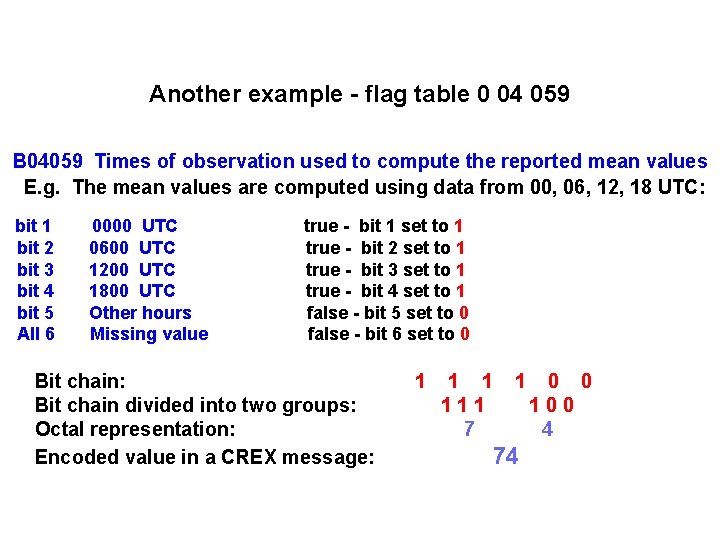 Another example - flag table 0 04 059 B 04059 Times of observation used