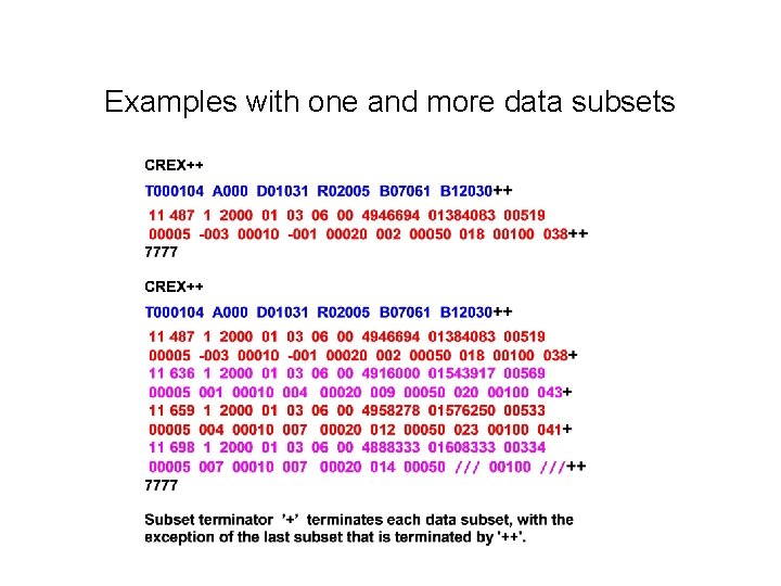 Examples with one and more data subsets 