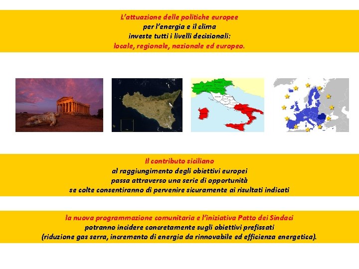 L’attuazione delle politiche europee per l’energia e il clima investe tutti i livelli decisionali: L’attuazione delle politiche europee per l’energia e il clima investe tutti i livelli decisionali: