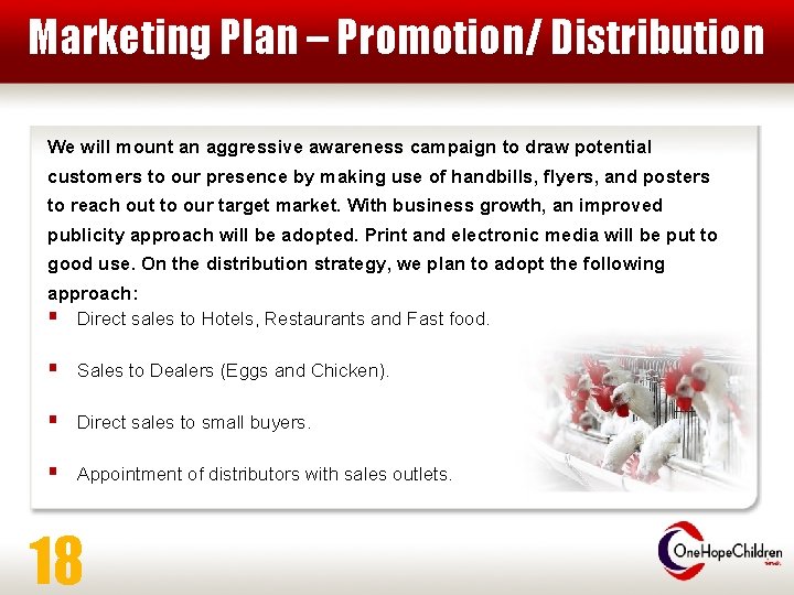 Marketing Plan – Promotion/ Distribution We will mount an aggressive awareness campaign to draw
