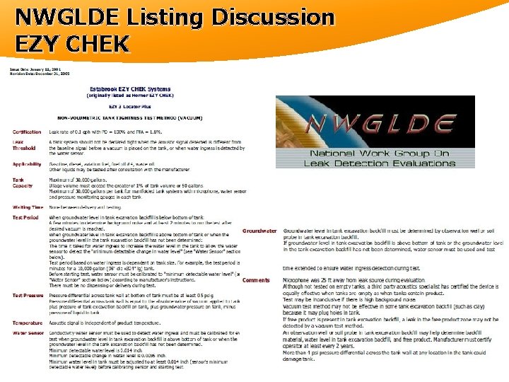 NWGLDE Listing Discussion EZY CHEK 