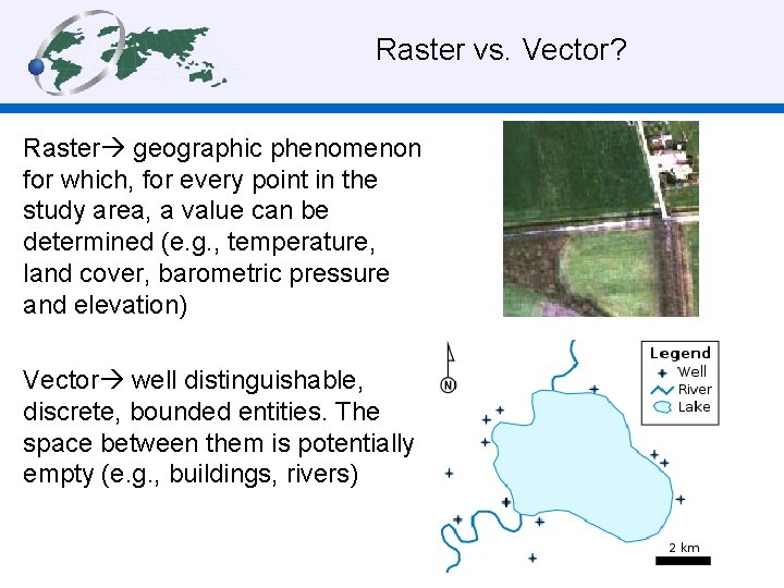  Raster vs. Vector? Raster geographic phenomenon for which, for every point in the