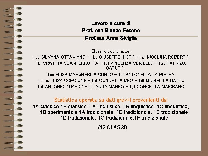 Lavoro a cura di Prof. ssa Bianca Fasano Prof. ssa Anna Siviglia Classi e