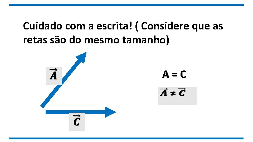 Cuidado com a escrita! ( Considere que as retas são do mesmo tamanho) A=C