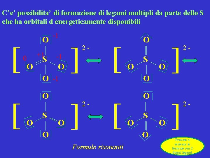 C’e’ possibilita’ di formazione di legami multipli da parte dello S che ha orbitali