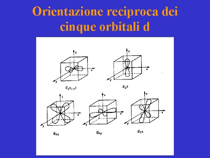 Orientazione reciproca dei cinque orbitali d 