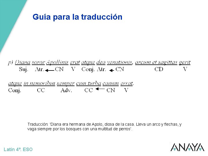 Guía para la traducción Traducción: ‘Diana era hermana de Apolo, diosa de la casa.