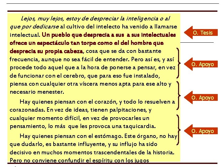 Lejos, muy lejos, estoy de despreciar la inteligencia o al que por dedicarse al