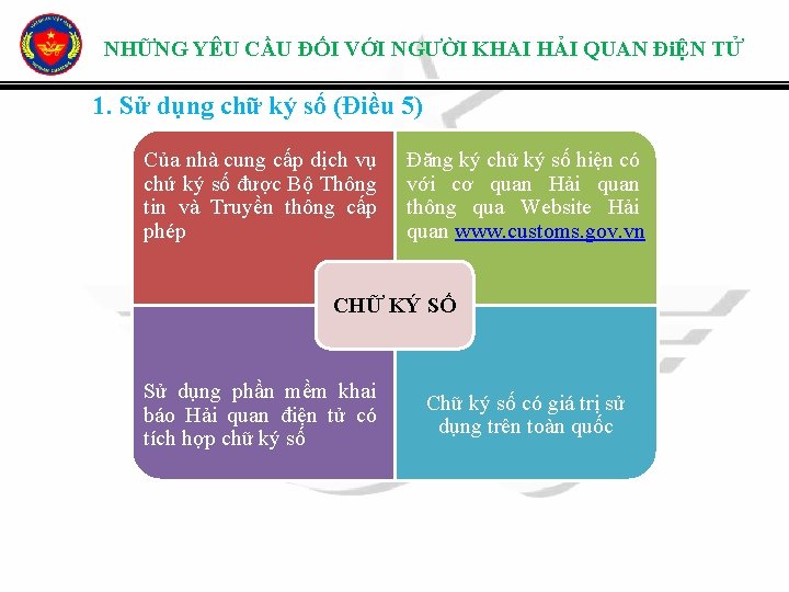 NHỮNG YÊU CẦU ĐỐI VỚI NGƯỜI KHAI HẢI QUAN ĐiỆN TỬ 1. Sử dụng