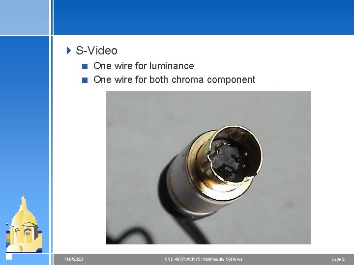 4 S-Video < One wire for luminance < One wire for both chroma component