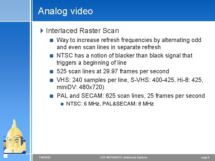 Analog video 4 Interlaced Raster Scan < Way to increase refresh frequencies by alternating