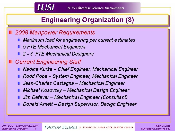 Engineering Organization (3) 2008 Manpower Requirements Maximum load for engineering per current estimates 5