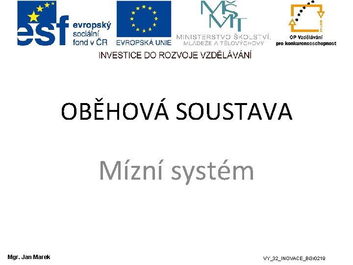 OBĚHOVÁ SOUSTAVA Mízní systém Mgr. Jan Marek VY_32_INOVACE_Bi 3 r 0219 