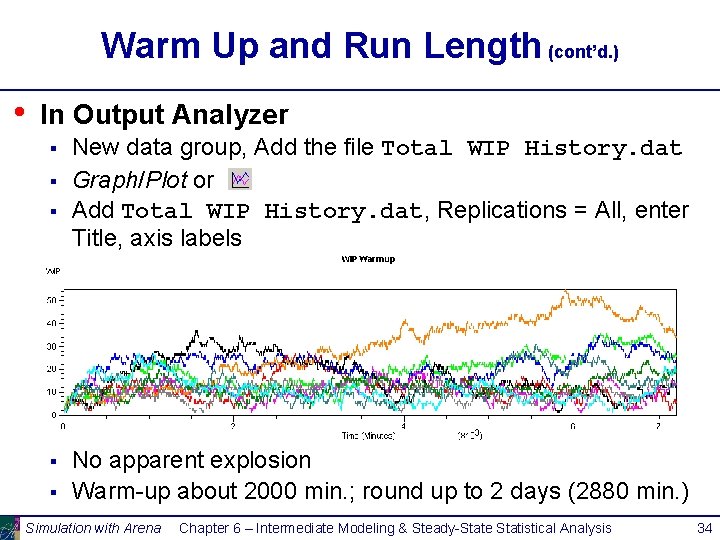 Warm Up and Run Length (cont’d. ) • In Output Analyzer § § §