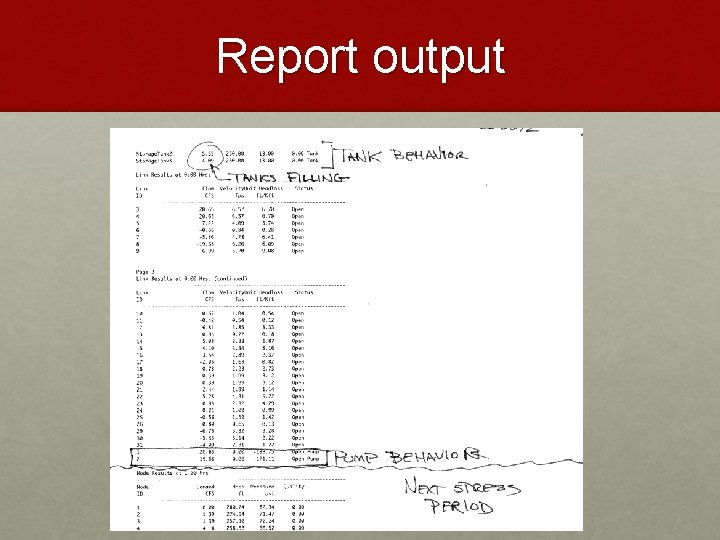 Report output 