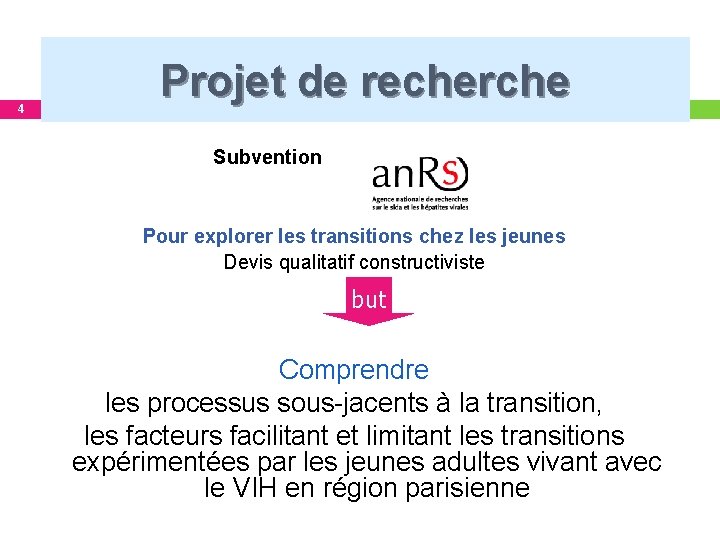 4 Projet de recherche Subvention Pour explorer les transitions chez les jeunes Devis qualitatif