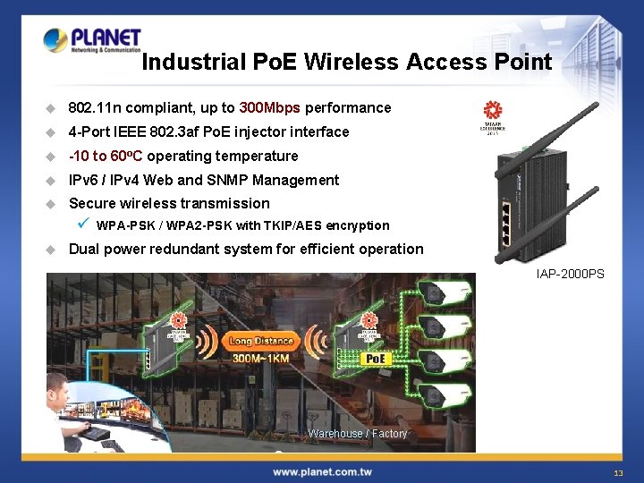 Industrial Po. E Wireless Access Point u 802. 11 n compliant, up to 300