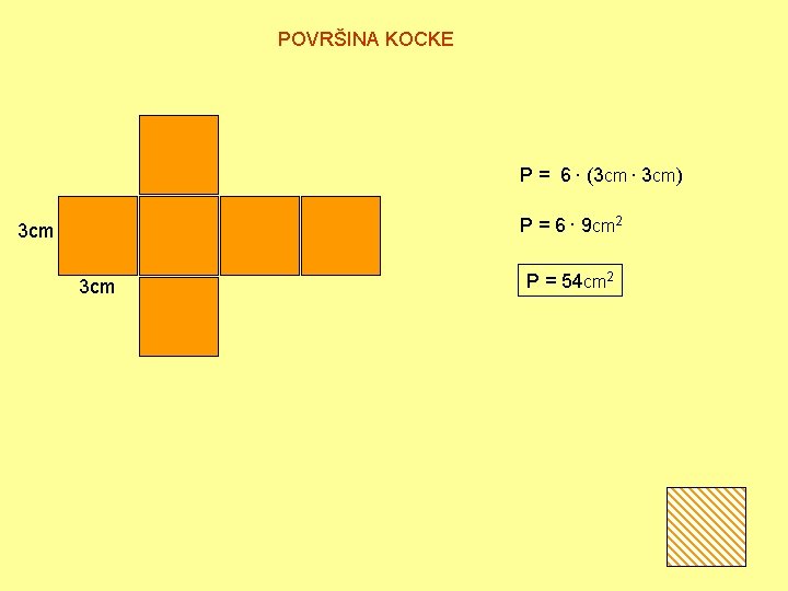 POVRŠINA KOCKE P = 6. (3 cm. 3 cm) P = 6. 9 cm