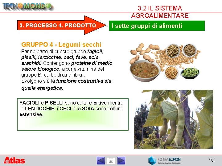 3. 2 IL SISTEMA AGROALIMENTARE 3. PROCESSO 4. PRODOTTO I sette gruppi di alimenti