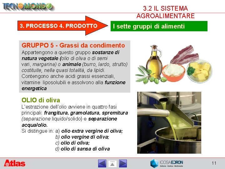 3. 2 IL SISTEMA AGROALIMENTARE 3. PROCESSO 4. PRODOTTO I sette gruppi di alimenti