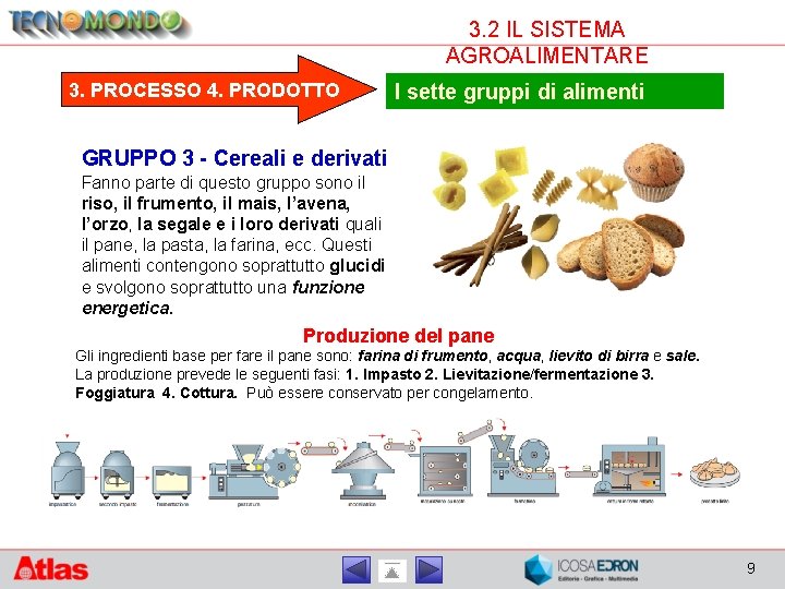 3. 2 IL SISTEMA AGROALIMENTARE 3. PROCESSO 4. PRODOTTO I sette gruppi di alimenti