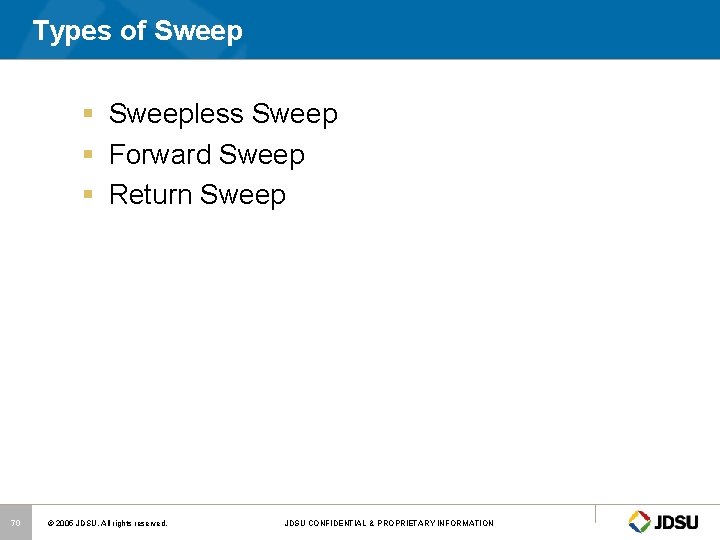 Types of Sweep § Sweepless Sweep § Forward Sweep § Return Sweep 70 ©