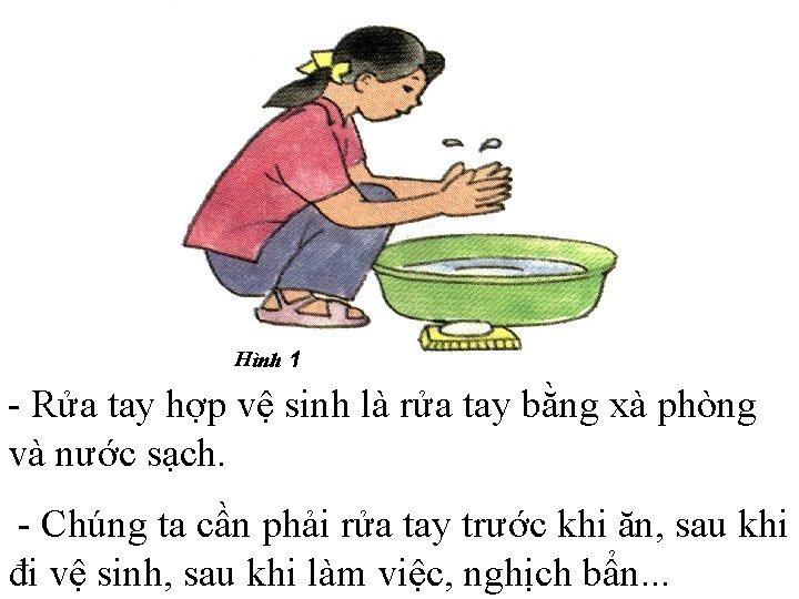 Hình 1 - Rửa tay hợp vệ sinh là rửa tay bằng xà phòng Hình 1 - Rửa tay hợp vệ sinh là rửa tay bằng xà phòng