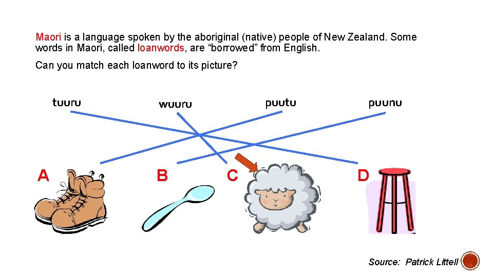 Maori is a language spoken by the aboriginal (native) people of New Zealand. Some