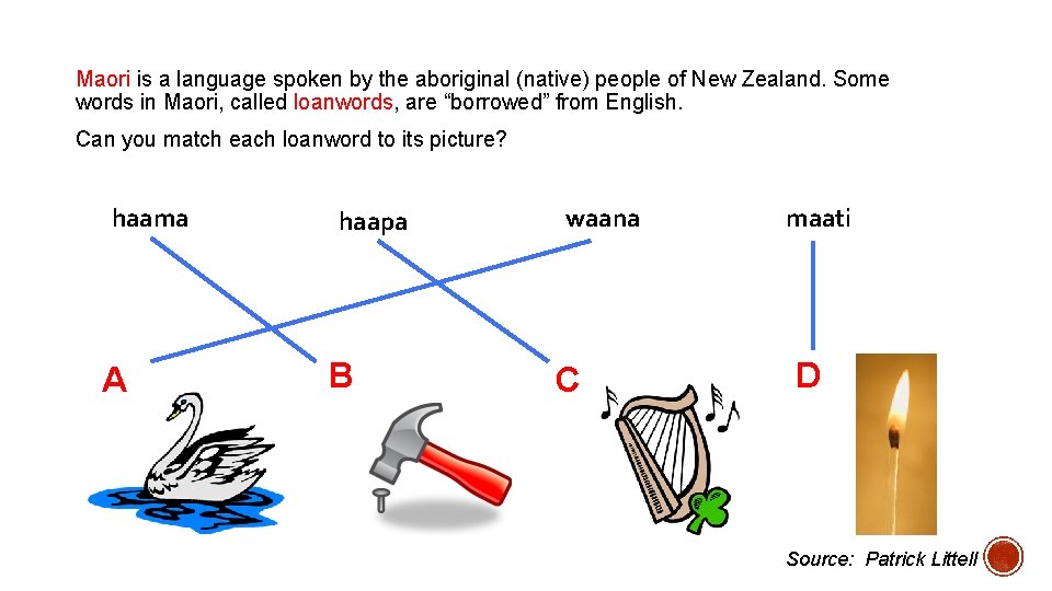 Maori is a language spoken by the aboriginal (native) people of New Zealand. Some