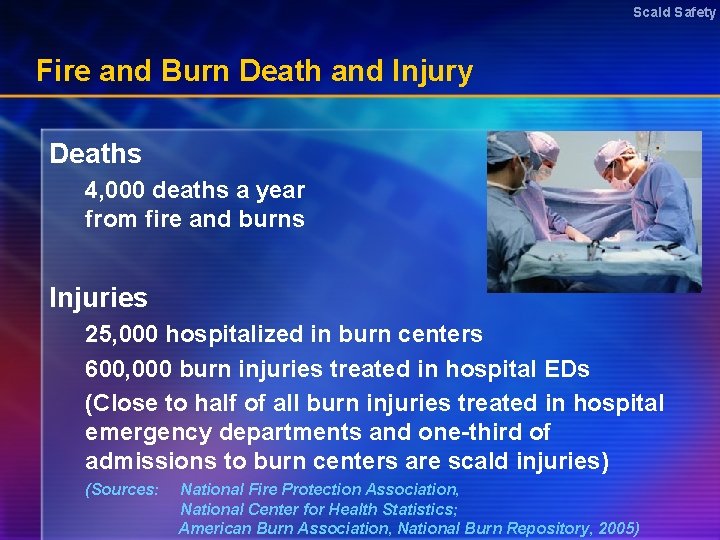 Scald Safety Fire and Burn Death and Injury Deaths 4, 000 deaths a year