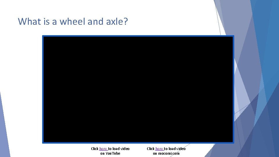 What is a wheel and axle? Click here to load video on You. Tube