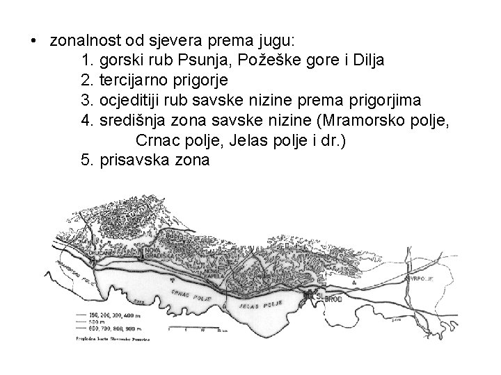  • zonalnost od sjevera prema jugu: 1. gorski rub Psunja, Požeške gore i