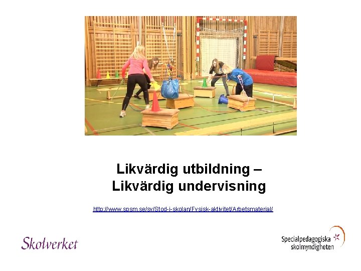 Likvärdig utbildning – Likvärdig undervisning http: //www. spsm. se/sv/Stod-i-skolan/Fysisk-aktivitet/Arbetsmaterial/ 