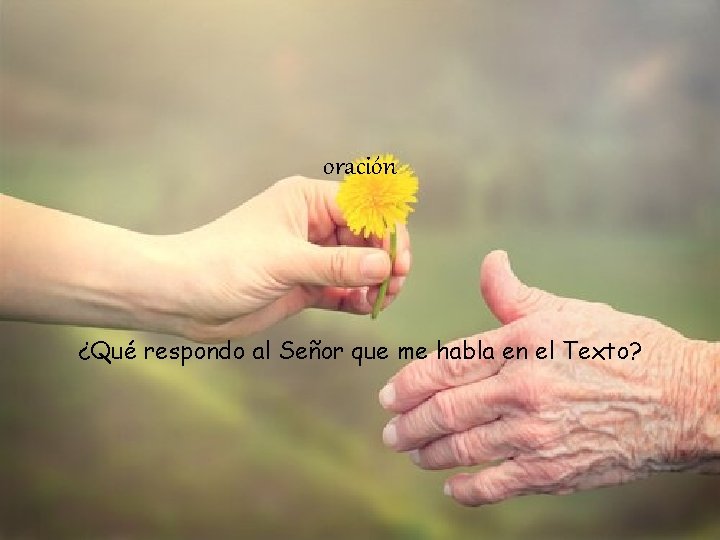 oración ¿Qué respondo al Señor que me habla en el Texto? 