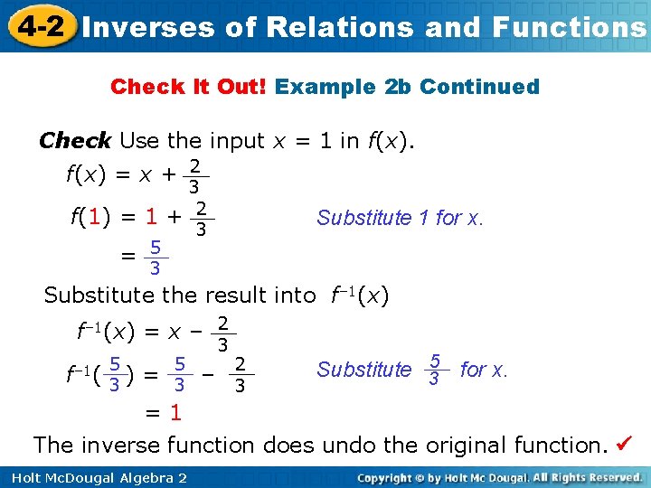 4 -2 Inverses of Relations and Functions Check It Out! Example 2 b Continued