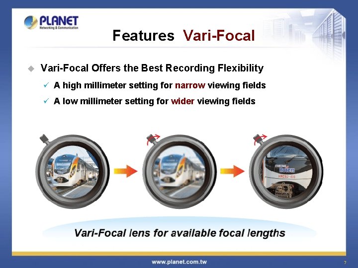 Features Vari-Focal u Vari-Focal Offers the Best Recording Flexibility ü A high millimeter setting