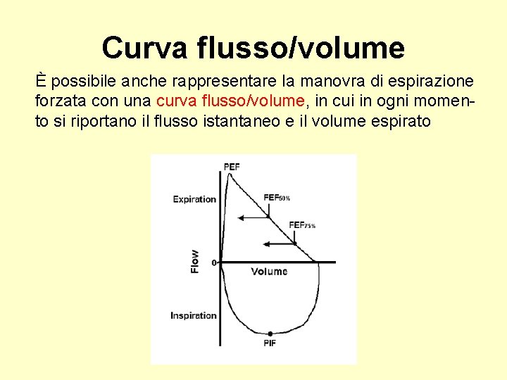 Curva flusso/volume È possibile anche rappresentare la manovra di espirazione forzata con una curva