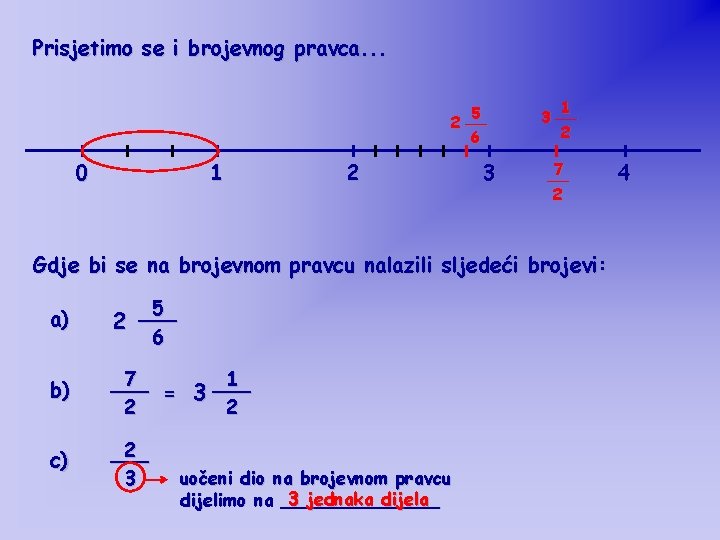 Prisjetimo se i brojevnog pravca. . . 5 2 __ 6 0 1 2